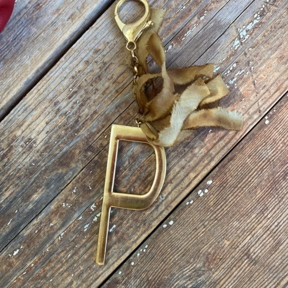 Anthropologie Monogram Brass Key Chain Fob